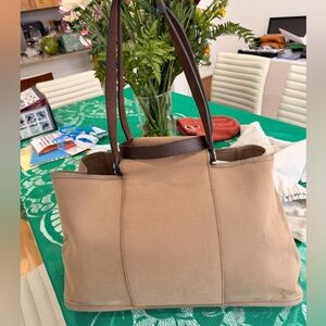 Hermes Cabag Elan Tan and Brown Tote Bag